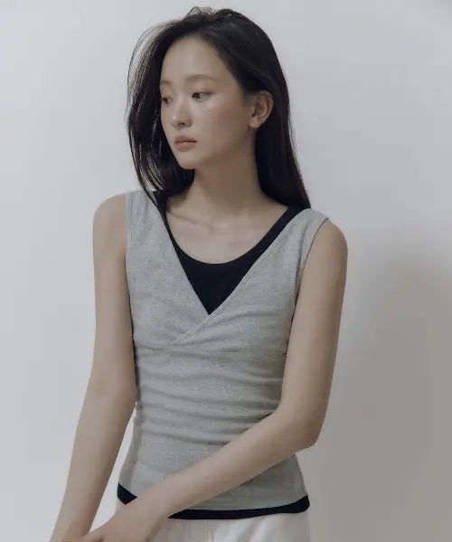 [LOOKAST] RENATA CROSS V NECK SLEEVELESS / 르나타 크로스 브이넥 슬리브리스 / RENATA CROSS V NECK SLEEVELESS_4colors