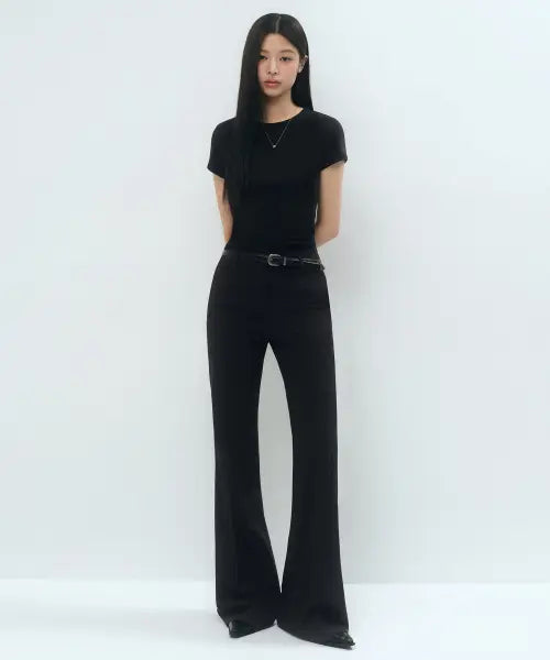 [MUSINSA STANDARD WOMAN] Coolstandard Women's Low Rise Flare Slacks [Black] / [쿨탠다드] 우먼즈 로 라이즈 플레어 슬랙스 [블랙]