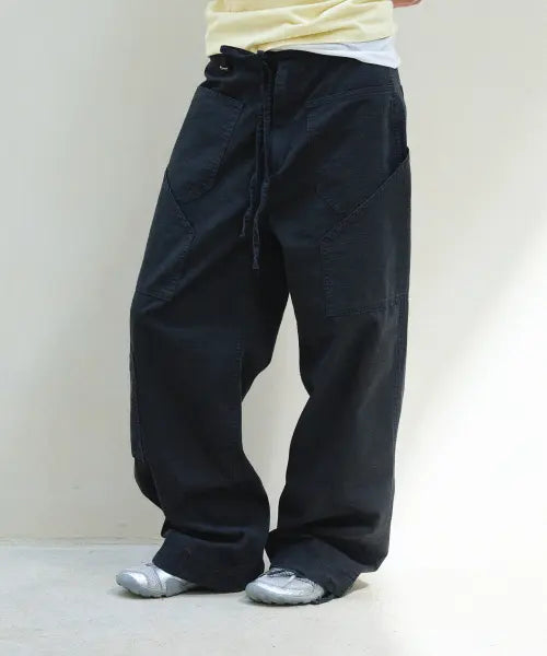 [SLOW ACID] RIPSTOP CONTRAST CARGO PANTS [BLACK] / 립스탑 콘트라스트 카고 팬츠 [블랙]