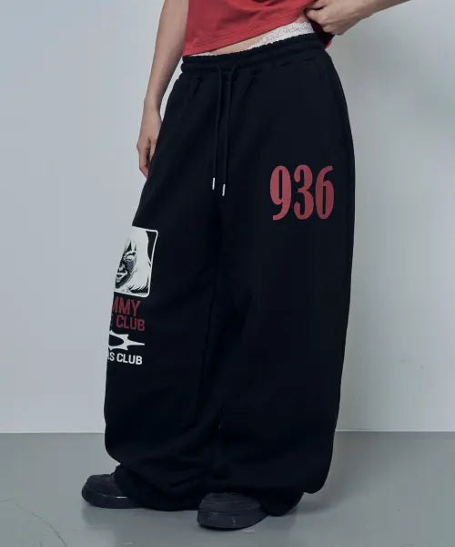 [LOSERS CLUB] LSC GUMMY SMILE CLUB WIDE SWEAT PANTS BLACK / GUMMY SMILE CLUB 와이드 스웻팬츠 블랙