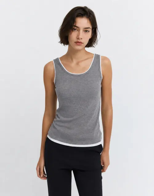 [GIORDANO] Sheer Layered Colorblock Sleeveless Tank Top / 시어 레이어드 배색 슬리브리스 탱크탑 326902 [3color]