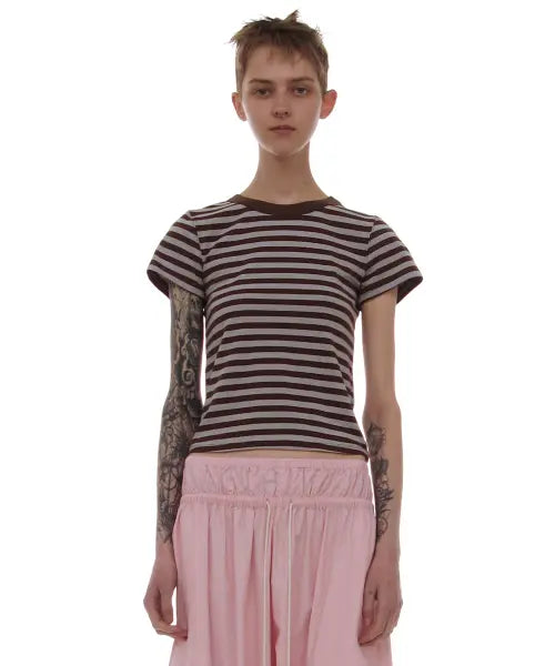 [PARTIMENTO WOMEN] PWC STRIPE 90s BABY TEE_9COLOR / PWC 스트라이프 90s 베이비 티_9컬러