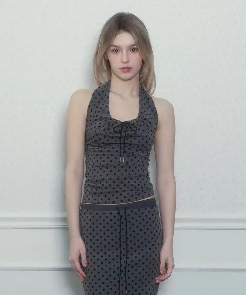 [UUUUP] Coco Halter Sleeveless - Charcoal / 코코 홀터 슬리브리스 - 차콜