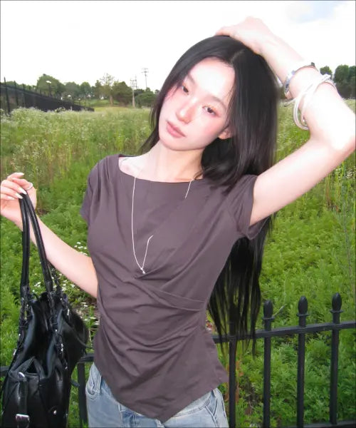 [MIXXO] Wrap short-sleeve t-shirt / 랩 반팔 티셔츠