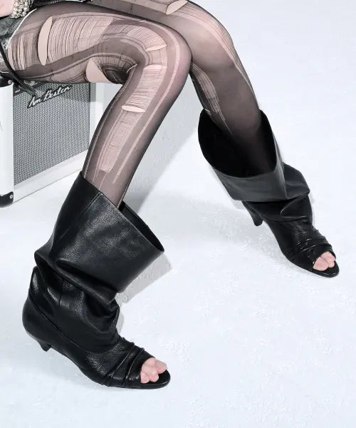 [IHCNIK] 101 slouchy open toe boots / black
