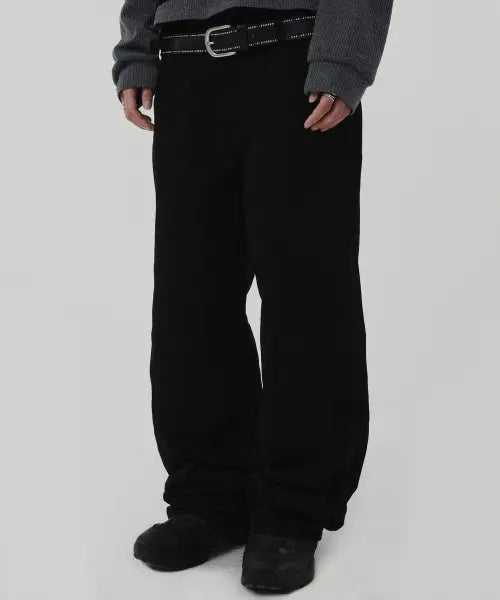 [SUADE] SEMI WIDE PANTS [BLACK]