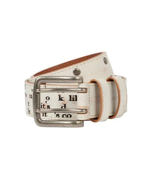 [AAKAM] Typography Leather Belt (White)
