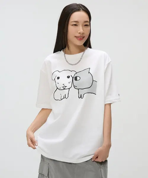 [SPAO] GANADIE Short Sleeve T-Shirt (Off White) / [가나디] 반팔 티셔츠(OFF WHITE)_SPRLG25U09