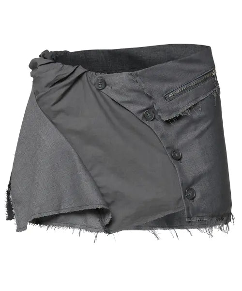 [FLAREUP] Asymmetrical Layered Mini Skirt (FL-267_Dark Gray)