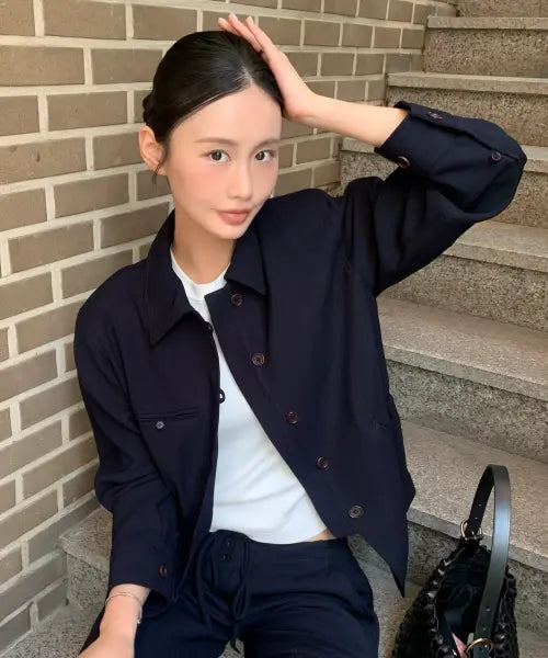 [LMOOD WOMEN] (W) Terranova Single Jacket French Navy / 테라노바 싱글 자켓 프렌치네이비