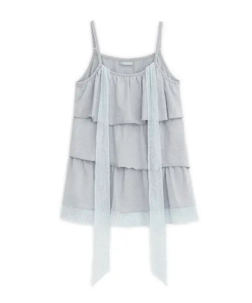 [HUG YOUR SKIN] Tiered scarf sleeveless (Gray) / 티어드 스카프 슬리브리스 (그레이)