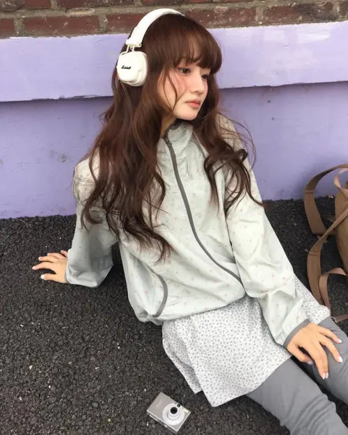 [AEAE] FLOWER WINDBREAKER JACKET [KHAKI]