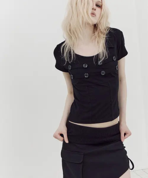 [SETUP-EXE] NAPOLEON COLLAR TOP / BLACK