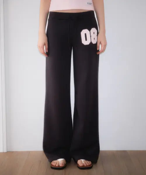 [ROSEFRANTZ] Patchwork Bootcut Sweatpants [Charcoal]