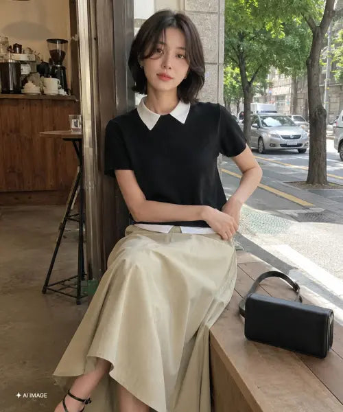 [GENERALIDEA] woman layered essential half pullover [black] / 레이어드 에센셜 하프 풀오버 [BLACK] / WBE2L05533