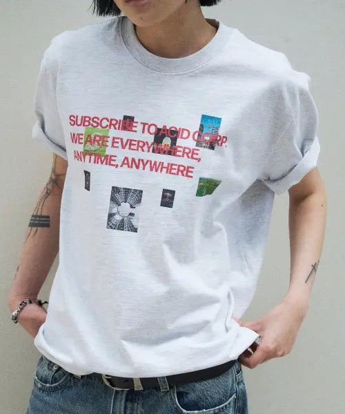 [SLOW ACID] PHOTODUMP T-SHIRT [MELANGE GREY] / PHOTODUMP 반팔 티셔츠 [멜란지 그레이]