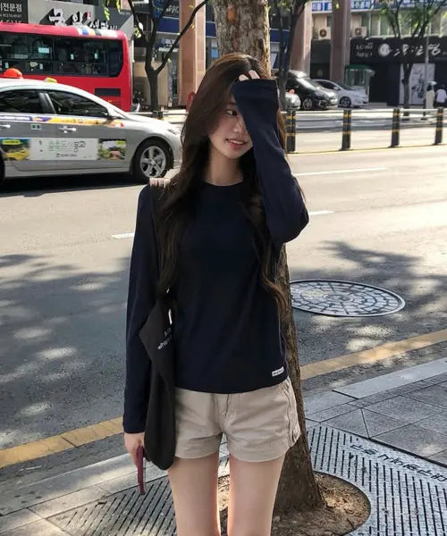 [MITA YOUTH] Layered Sheer Tencel T-shirt [Navy] / 레이어드 시어 텐셀 티셔츠 [NAVY]