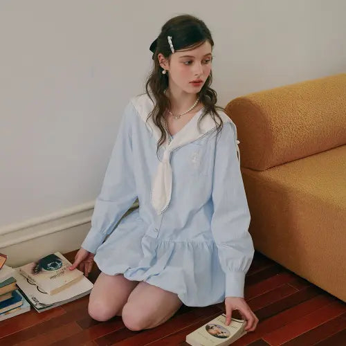 [CEST MOIDEW] Cest_Sailor collar balloon shirt dress