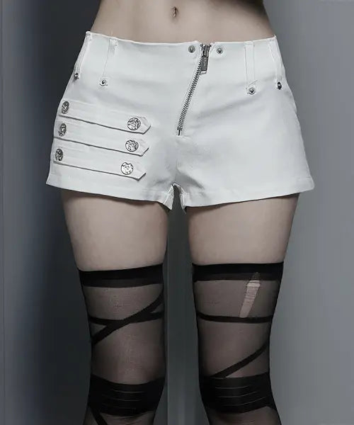 [ETRE AU SOMMET] Napoleon Diagonal zipper short pants (White)