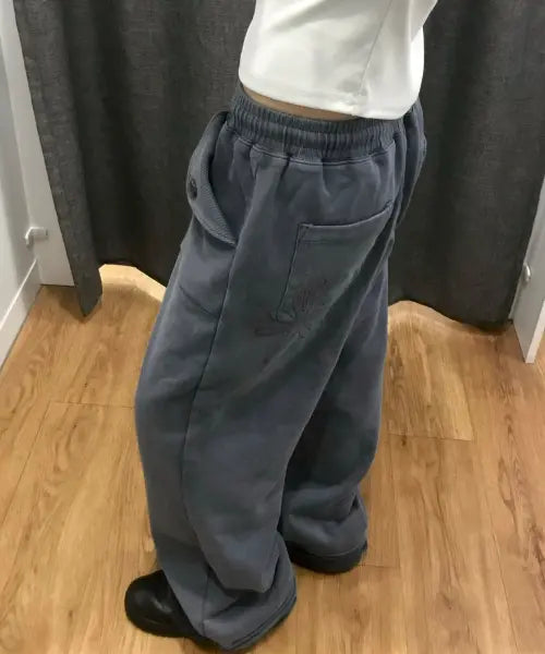 [DANDEL] DD rib pocket easy sweat pants (PURPLE GREY)