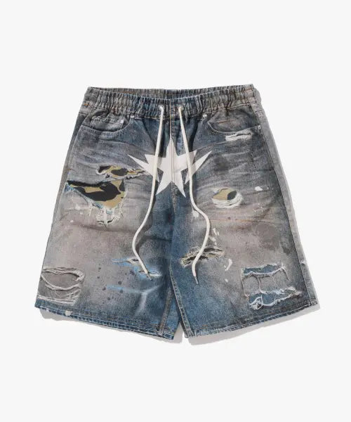 [BAPE] BAPE STA Fake Print Relaxed Fit Shorts (M) / 베이프 스타 페이크 프린트 릴렉스드 핏 쇼츠(M) LIGHTINDI