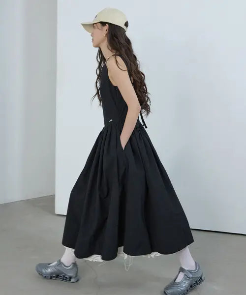 [MICHIKO LONDON KOSHINO] Hem String Layered Dress Black / 헴 스트링 레이어드 드레스 블랙