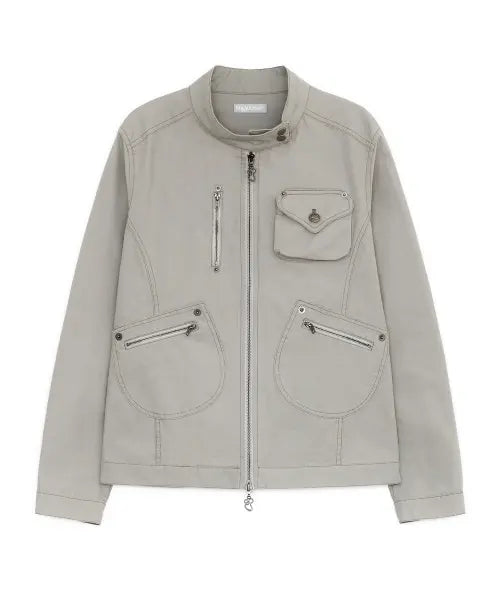 [HUG YOUR SKIN] Rider cotton jacket (Gray) / 라이더 코튼 자켓 (그레이)