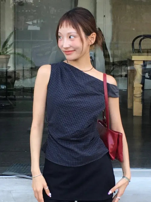 [RAIVE] Check Shirring Sleeveless Blouse VW6MB510_2color / (사이즈추가) Check Shirring Sleeveless Blouse VW6MB510_2color