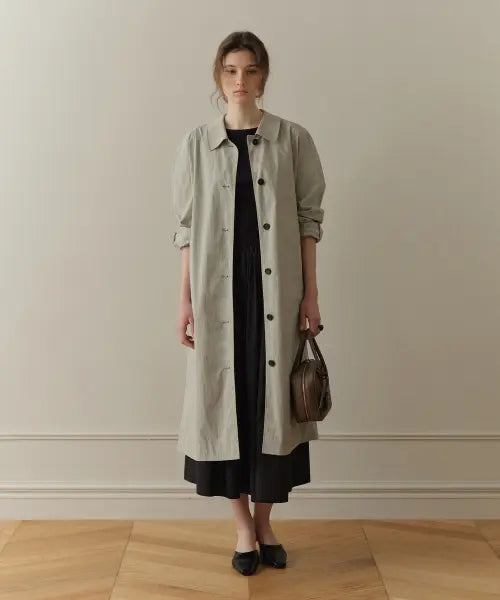 [FOR YOUR EYES ONLY] Lehe Shirring Trench Coat (Ash Mint)