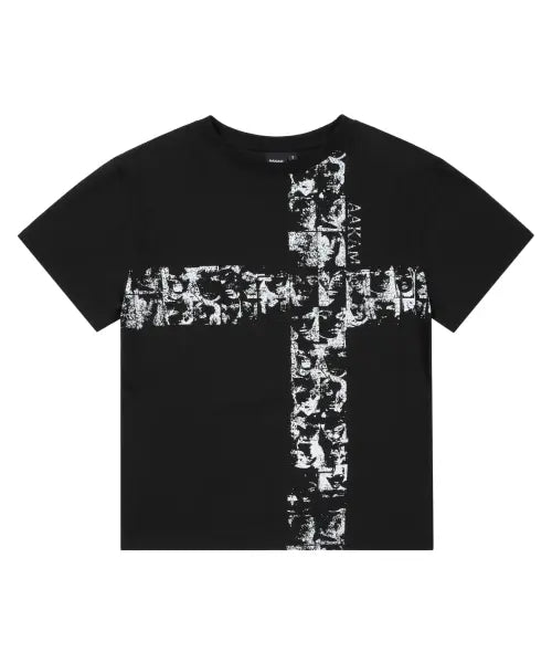 [AAKAM] Mosaic Cross Half Top (Black)