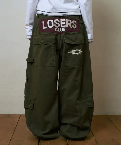 [LOSERS CLUB] LSC MULTI CARGO POCKET WIDE COTTON PANT KHAKI / 멀티 카고 포켓 와이드 면팬츠 카키
