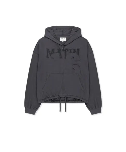 [MATIN KIM] MATIN 16 APPLIQUE LOGO HOODY ZIP UP IN DARK NAVY