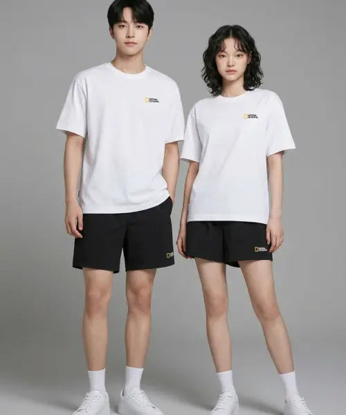[NATIONALGEOGRAPHIC] [3-Pack] Short Sleeve Top, Shorts & Mini Bag Set - White / [3PACK]반팔 반바지 미니백 세트 WHITE