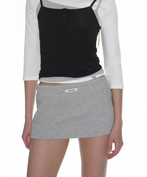 [CRANK] Pk Micro Skirt_Melange Grey / 피케이 마이크로 스커트_멜란지 그레이