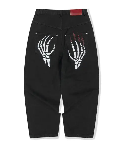 [WKNDRS] [KOIN SEOUL] SKELETON WIDE LOW DENIM PANTS (BLACK)