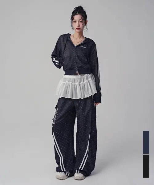 [AVANDRESS] Teeny Dot Track Hood Zip-up + Teeny Dot Track Pants Set / [SET] 티니 도트 트랙 후드 집업 + 티니 도트 트랙 팬츠