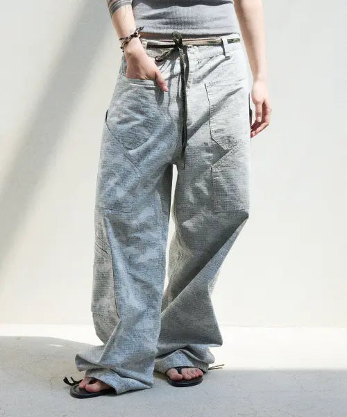 [SLOW ACID] RIPSTOP CONTRAST CARGO PANTS [WHITE CAMO] / 립스탑 콘트라스트 카고 팬츠 [화이트 카모]