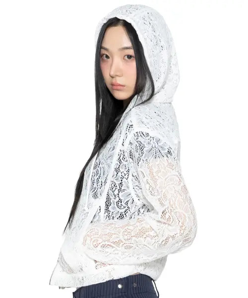 [GLACK] Sheer Lace Jacket (White) / GZJ001 시어 레이스 자켓 (WHITE)