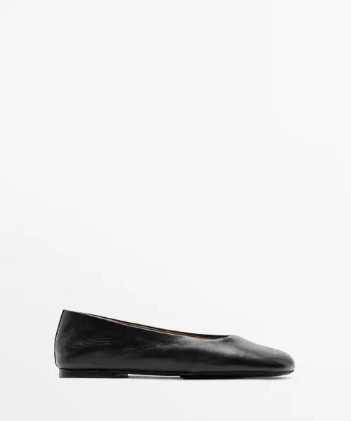 [MASSIMO DUTTI] Square Toe Leather Ballerina Flats / 스퀘어 토 레더 발레리나