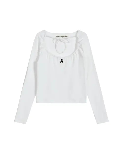 [REST\u0026RECREATION] TIE LONG SLEEVE TOP - WHITE