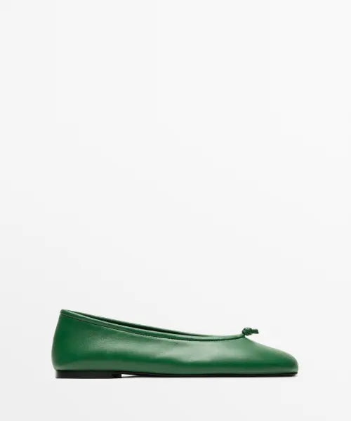 [MASSIMO DUTTI] Knot Detail Leather Ballerina Shoes / 매듭 장식 가죽 발레리나 슈즈