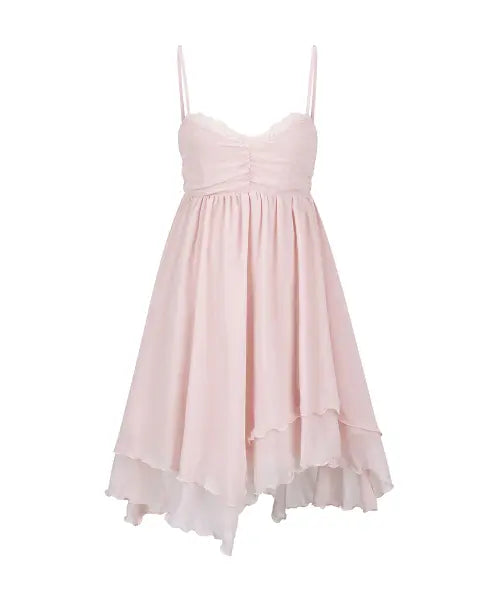 [ILLIO] Peach Asymmetric Chiffon Dress / [빛오 x 일리오] Peach Asymmetric Chiffon Dress