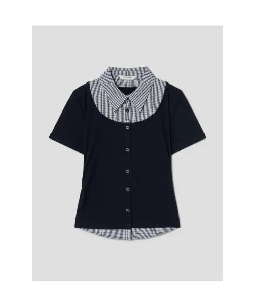 [8SECONDS] Colorblock Jersey Cardigan Navy / 셔츠 배색 저지 카디건  네이비
