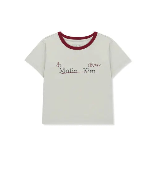 [MATIN KIM] TONAL RIB LOGO CROP TOP IN GREY