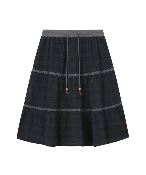 [BAUF] Vintage Check Skirt [Navy] / 빈티지 체크 스커트 [네이비]
