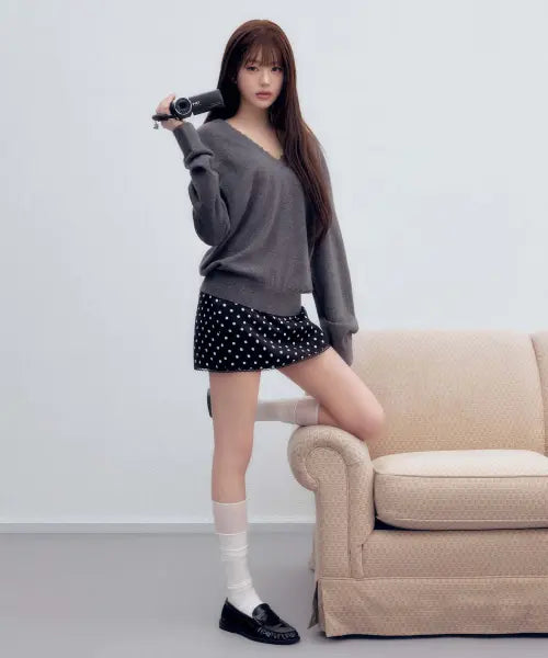 [ROLAROLA] DOT MINI SKIRT BLACK