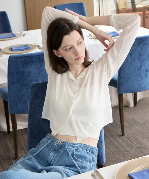 [LEVAR] Light Linen Cardigan - Off White