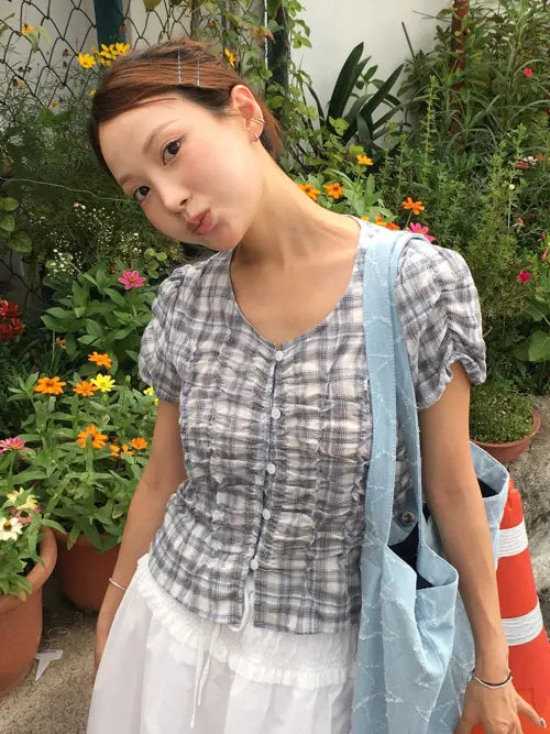 [RAIVE] Shirring Button Blouse VW6MB410_3color