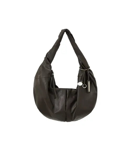 [MATIN KIM] TWIST HANDLE LARGE HOBO BAG IN DARK BROWN