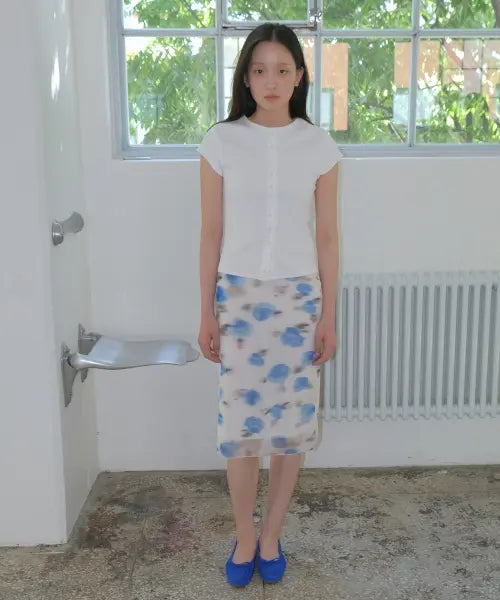 [SO IR] FLORAL SHEER SKIRT - IVORY